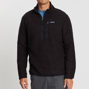 Men's 1/4 Zip Retro Pile Patagonia Fleece, Color Black,  Size Small